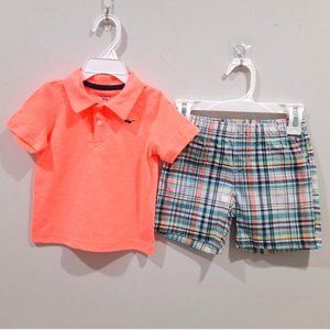 Carters Baby 2 Piece Set Polo Shirt and Plaid short set 3 Months NWT